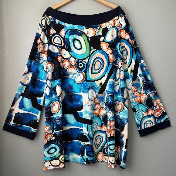 Eva Varro Plus Size 3X Colorful Artsy Abstract Geometric Tunic Top Art To Wear - Picture 1 of 7